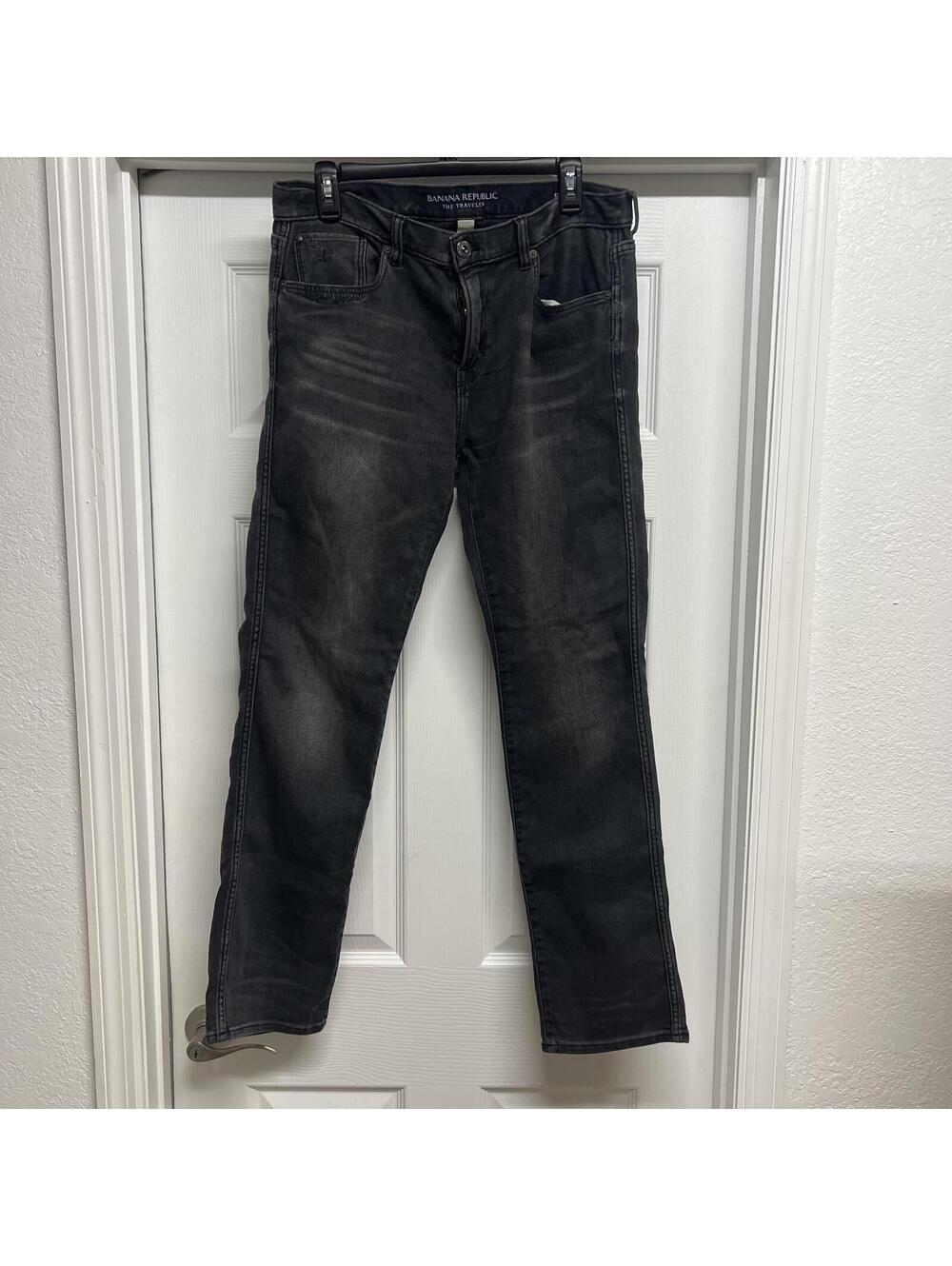 Banana Republic Traveler Jeans Men’s Sz. 35X30 (Tagged 33X32) Washed Black Slim